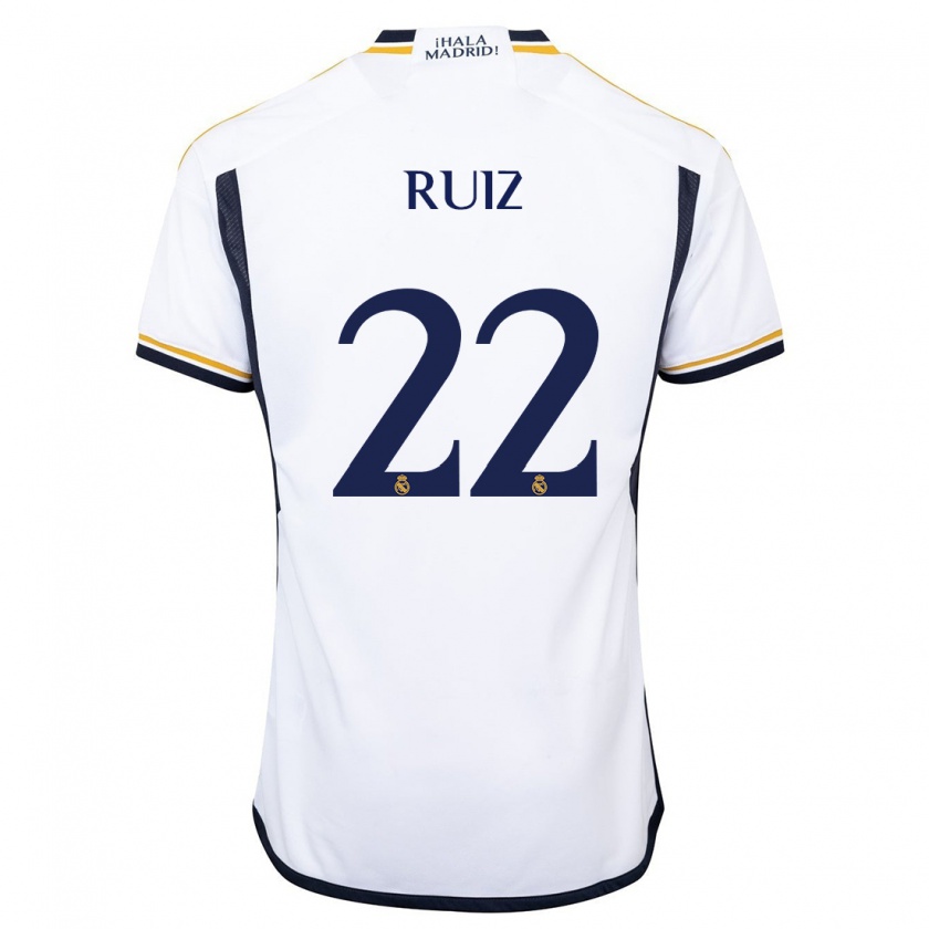 Kandiny Kinderen Ferran Ruiz #22 Wit Thuisshirt Thuistenue 2023/24 T-Shirt België