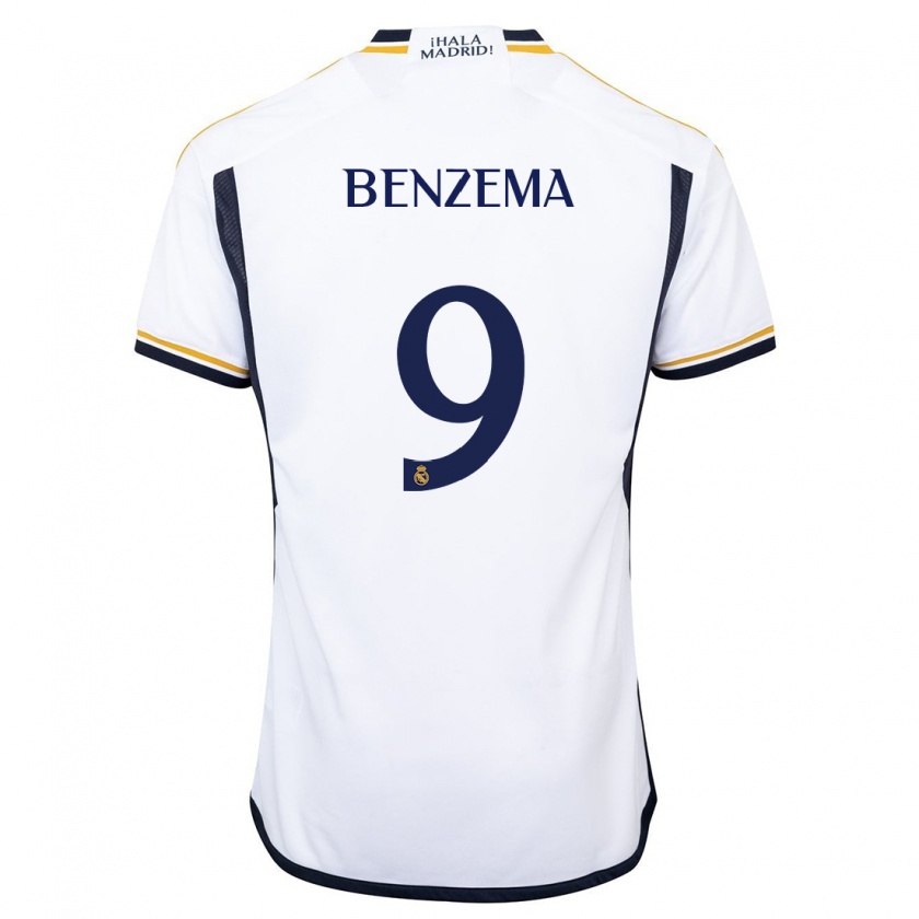 Kandiny Kinderen Karim Benzema #9 Wit Thuisshirt Thuistenue 2023/24 T-Shirt België