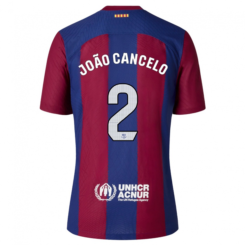 Kandiny Niño Camiseta João Cancelo #2 Rojo Azul 1ª Equipación 2023/24 La Camisa