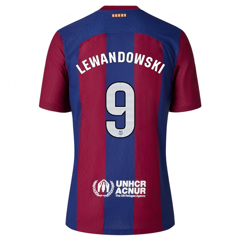 Kandiny Niño Camiseta Robert Lewandowski #9 Rojo Azul 1ª Equipación 2023/24 La Camisa