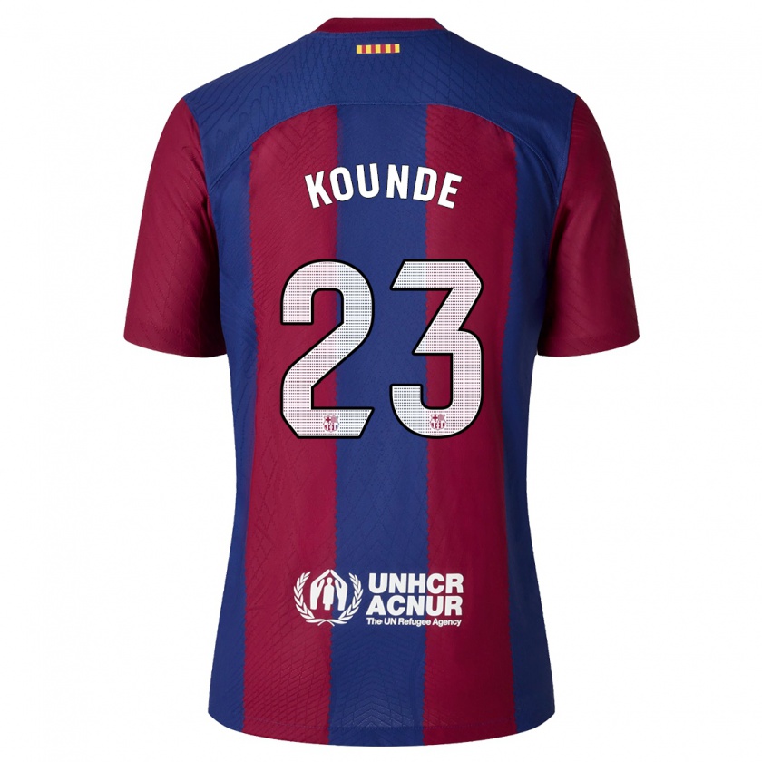 Kandiny Kinderen Jules Koundé #23 Rood Blauw Thuisshirt Thuistenue 2023/24 T-Shirt België