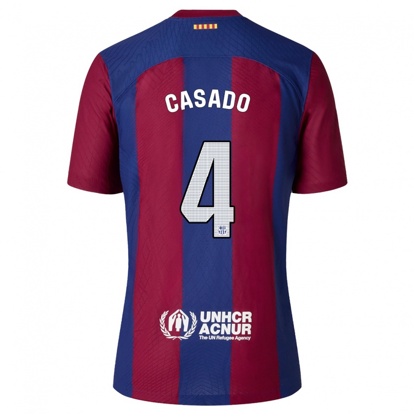 Kandiny Bambino Maglia Marc Casadó #4 Rosso Blu Kit Gara Home 2023/24 Maglietta