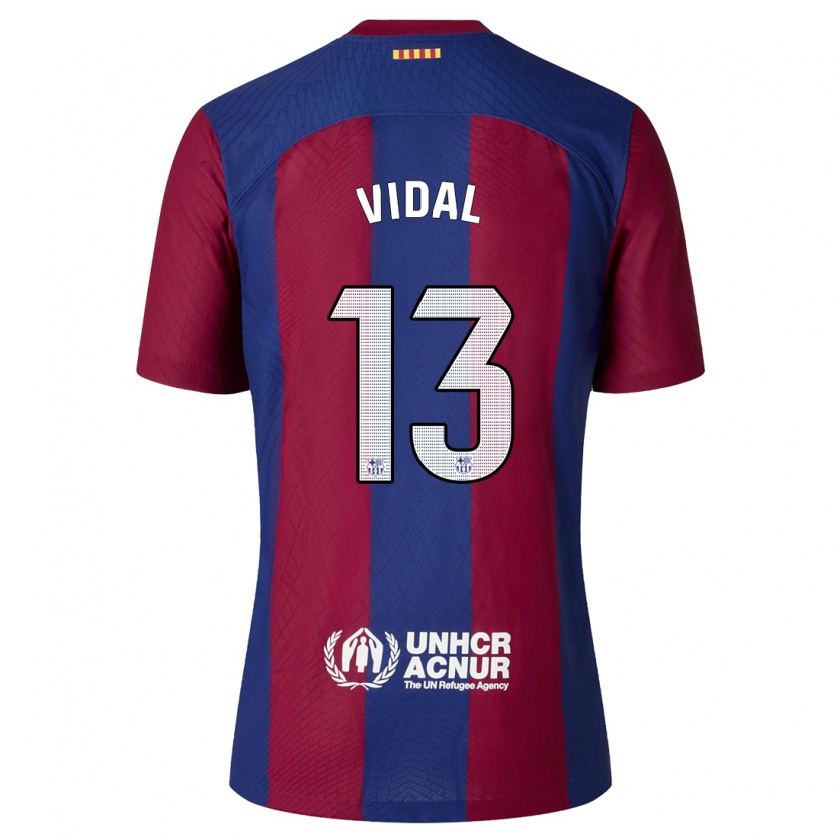 Kandiny Niño Camiseta Marc Vidal #13 Rojo Azul 1ª Equipación 2023/24 La Camisa