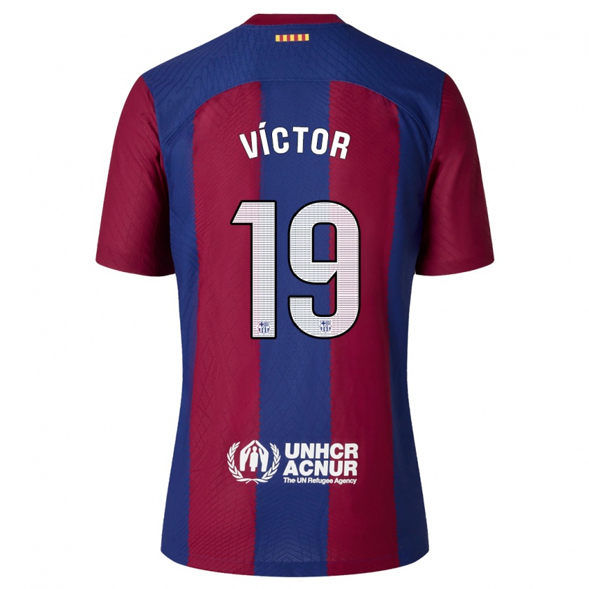 Kandiny Bambino Maglia Pau Víctor #19 Rosso Blu Kit Gara Home 2023/24 Maglietta