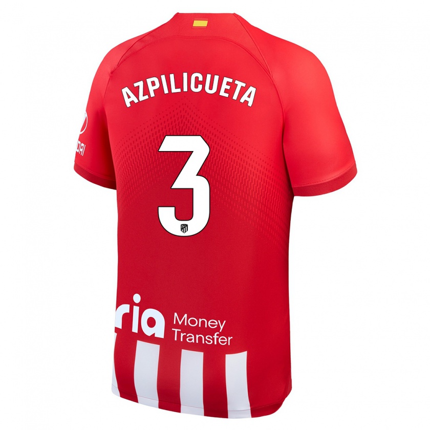 Kandiny Niño Camiseta César Azpilicueta #3 Rojo Blanco 1ª Equipación 2023/24 La Camisa