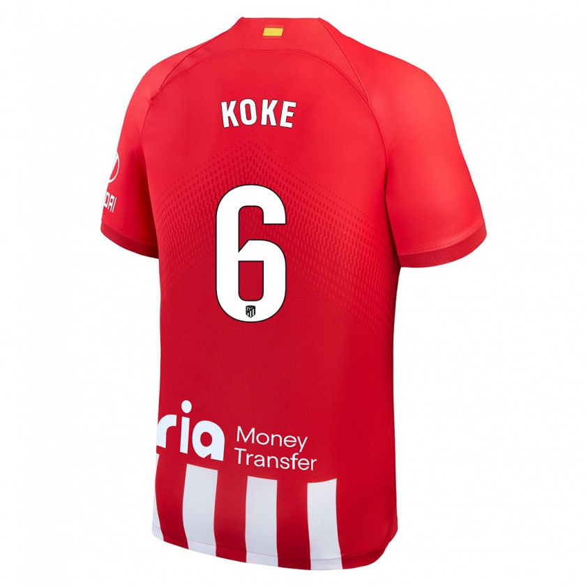 Kandiny Niño Camiseta Koke #6 Rojo Blanco 1ª Equipación 2023/24 La Camisa