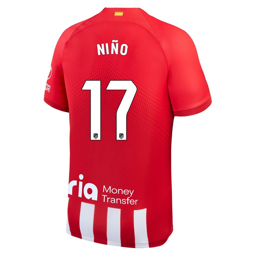 Kandiny Kinderen Adrián Niño #17 Rood Wit Thuisshirt Thuistenue 2023/24 T-Shirt België