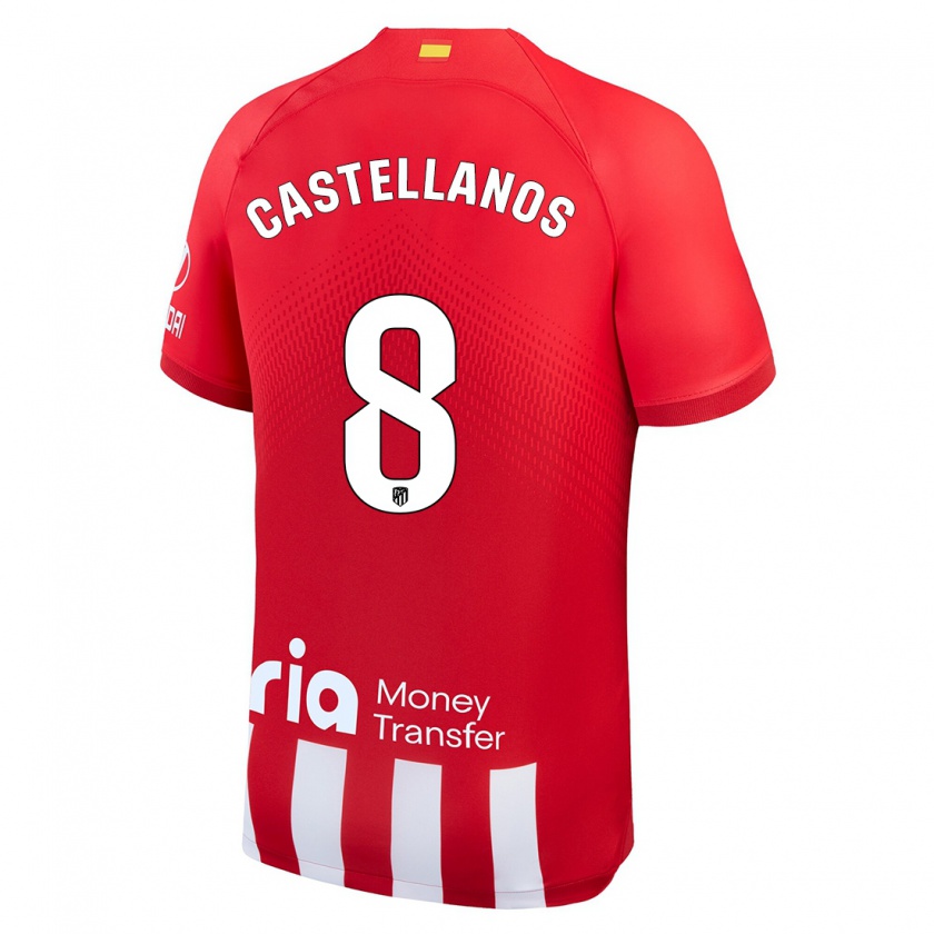 Kandiny Niño Camiseta Jorge Castellanos #8 Rojo Blanco 1ª Equipación 2023/24 La Camisa