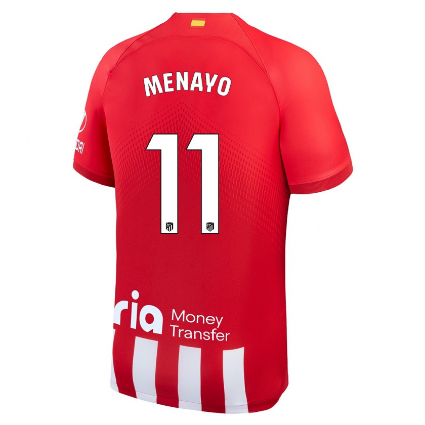 Kandiny Niño Camiseta Carmen Menayo #11 Rojo Blanco 1ª Equipación 2023/24 La Camisa