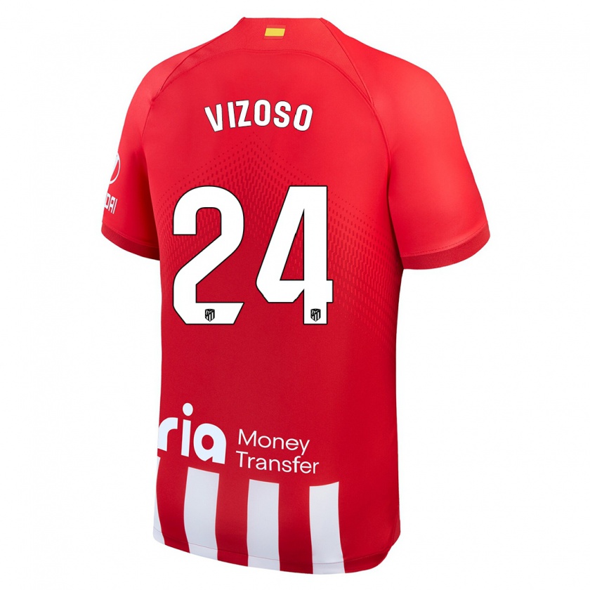 Kandiny Niño Camiseta Paula Vizoso #24 Rojo Blanco 1ª Equipación 2023/24 La Camisa