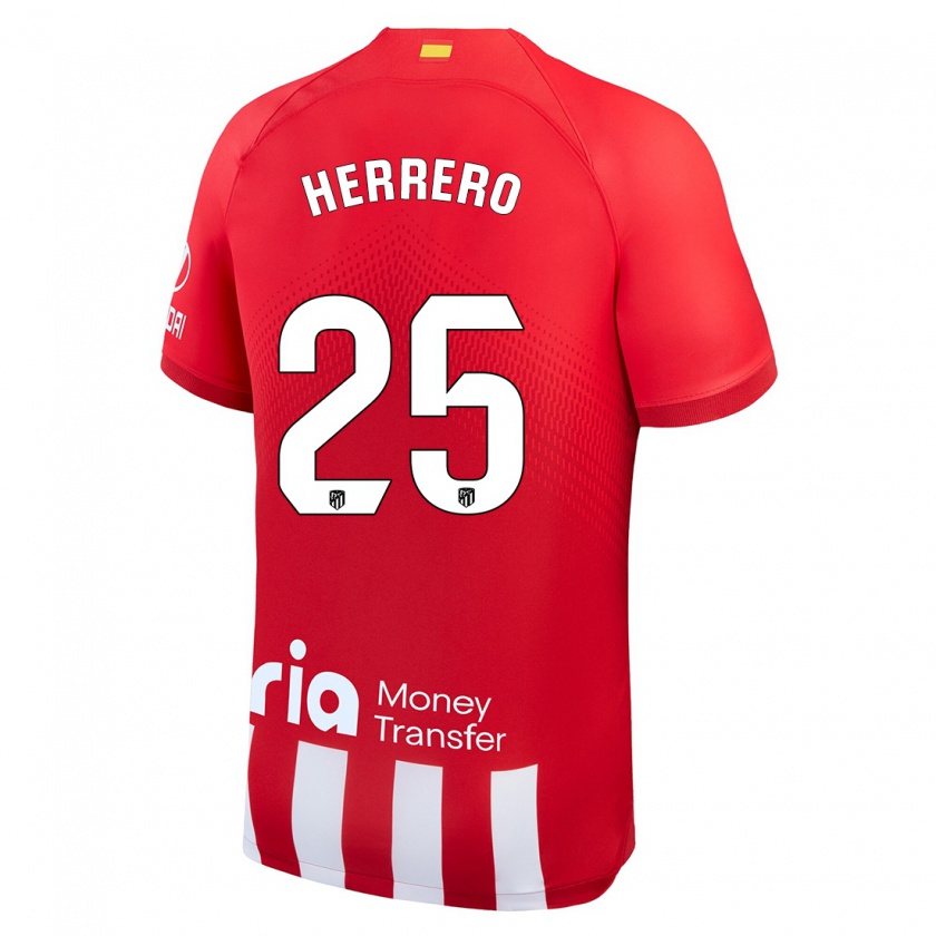 Kandiny Niño Camiseta Alex Herrero #25 Rojo Blanco 1ª Equipación 2023/24 La Camisa