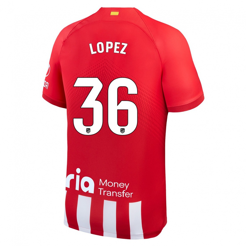 Kandiny Niño Camiseta David Lopez #36 Rojo Blanco 1ª Equipación 2023/24 La Camisa