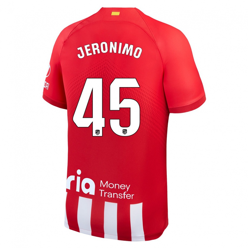 Kandiny Niño Camiseta Isaiah Jeronimo #45 Rojo Blanco 1ª Equipación 2023/24 La Camisa