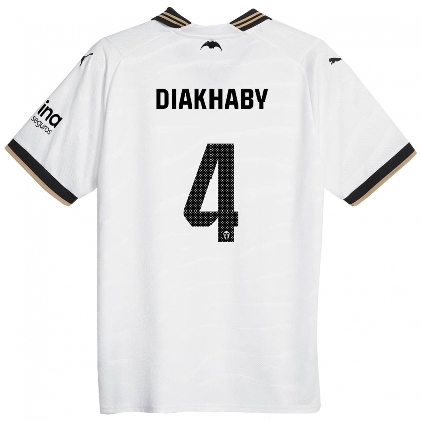 Kandiny Niño Camiseta Mouctar Diakhaby #4 Blanco 1ª Equipación 2023/24 La Camisa