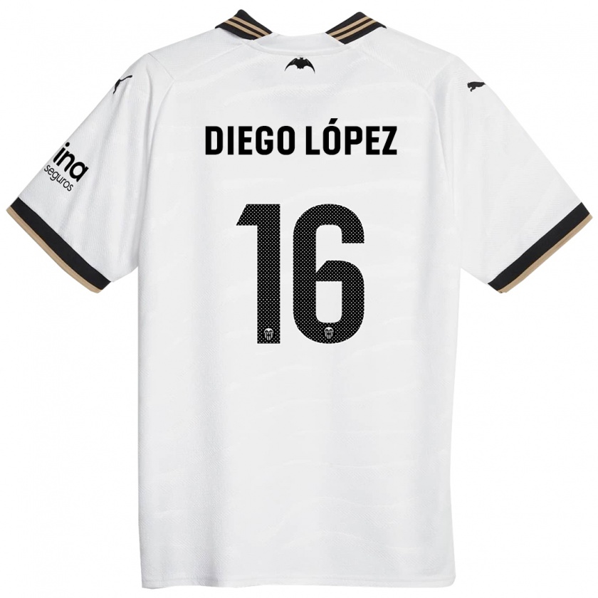 Kandiny Kinder Diego López #16 Weiß Heimtrikot Trikot 2023/24 T-Shirt Österreich