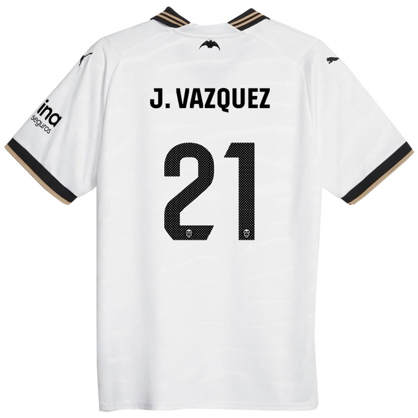 Kandiny Niño Camiseta Jesús Vázquez #21 Blanco 1ª Equipación 2023/24 La Camisa