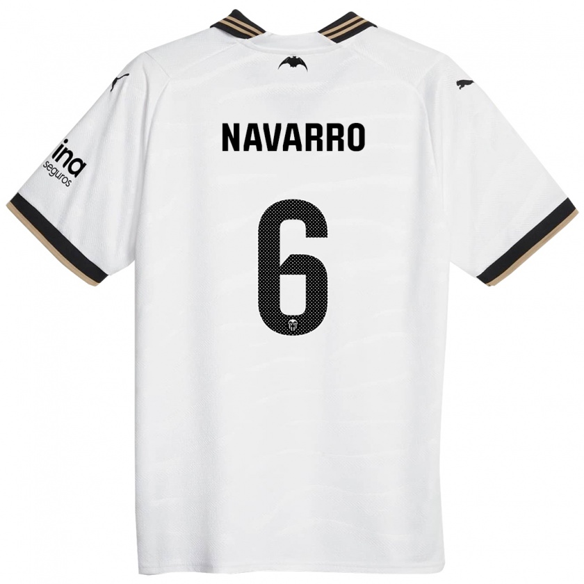 Kandiny Kinderen Javi Navarro #6 Wit Thuisshirt Thuistenue 2023/24 T-Shirt België