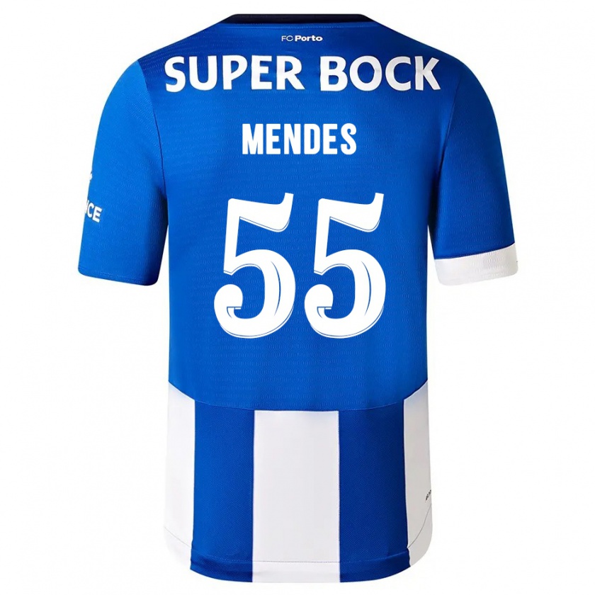 Kandiny Kinderen João Mendes #55 Blauw Wit Thuisshirt Thuistenue 2023/24 T-Shirt België