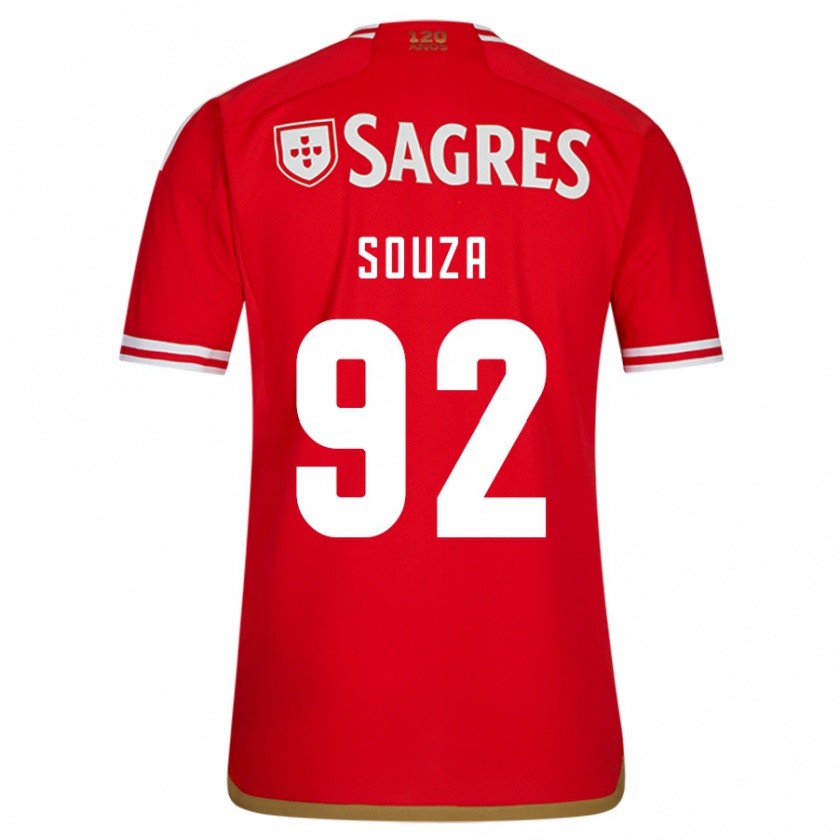 Kandiny Kinderen Pedro Souza #92 Rood Thuisshirt Thuistenue 2023/24 T-Shirt België