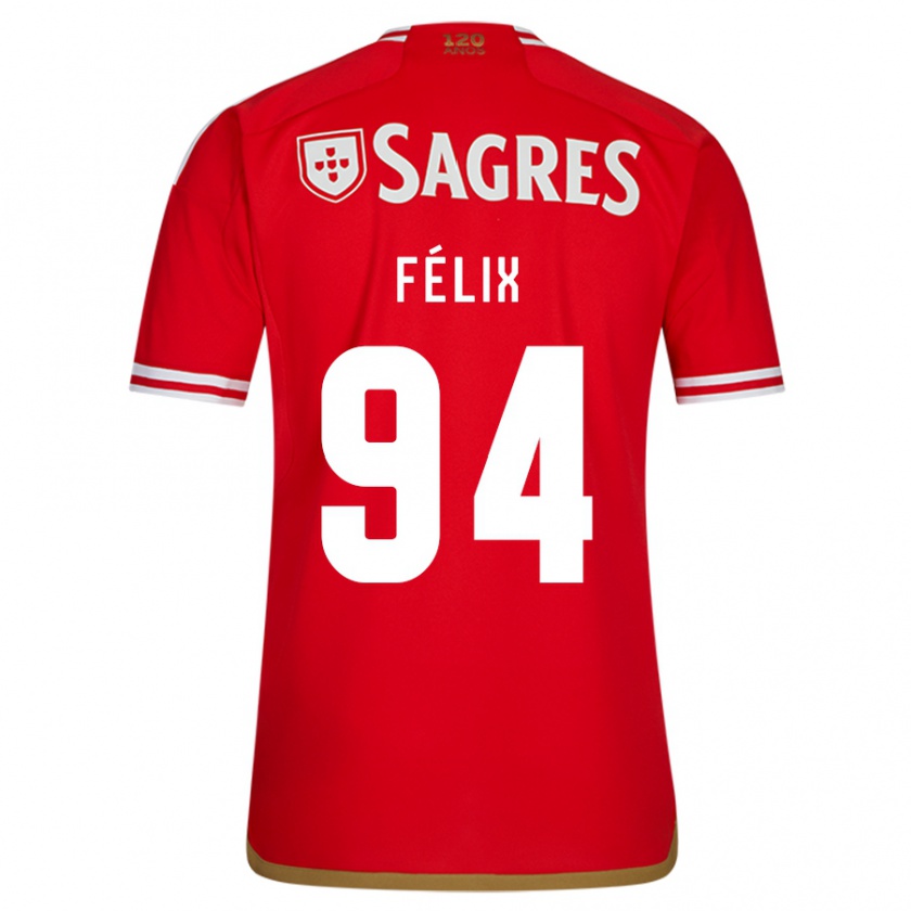 Kandiny Kinderen Hugo Félix #94 Rood Thuisshirt Thuistenue 2023/24 T-Shirt België