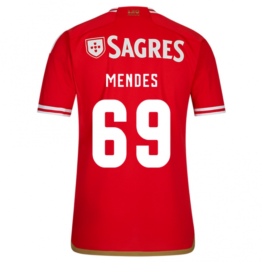 Kandiny Bambino Maglia Vladimir Mendes #69 Rosso Kit Gara Home 2023/24 Maglietta