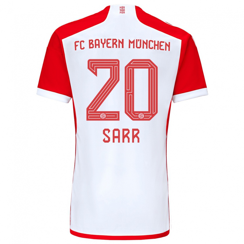 Kandiny Bambino Maglia Bouna Sarr #20 Rosso Bianco Kit Gara Home 2023/24 Maglietta