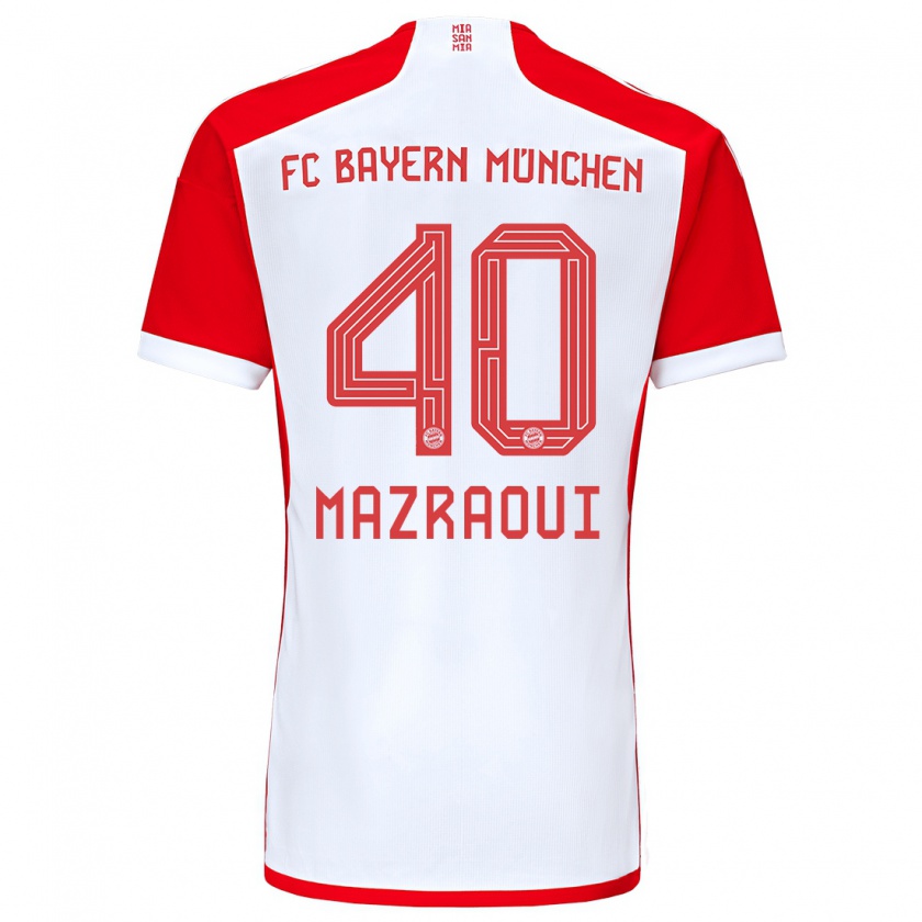 Kandiny Kinderen Noussair Mazraoui #40 Rood Wit Thuisshirt Thuistenue 2023/24 T-Shirt België