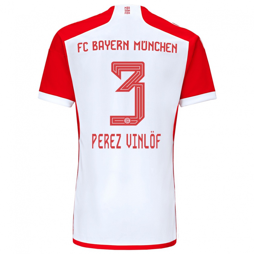 Kandiny Bambino Maglia Matteo Perez Vinlöf #3 Rosso Bianco Kit Gara Home 2023/24 Maglietta