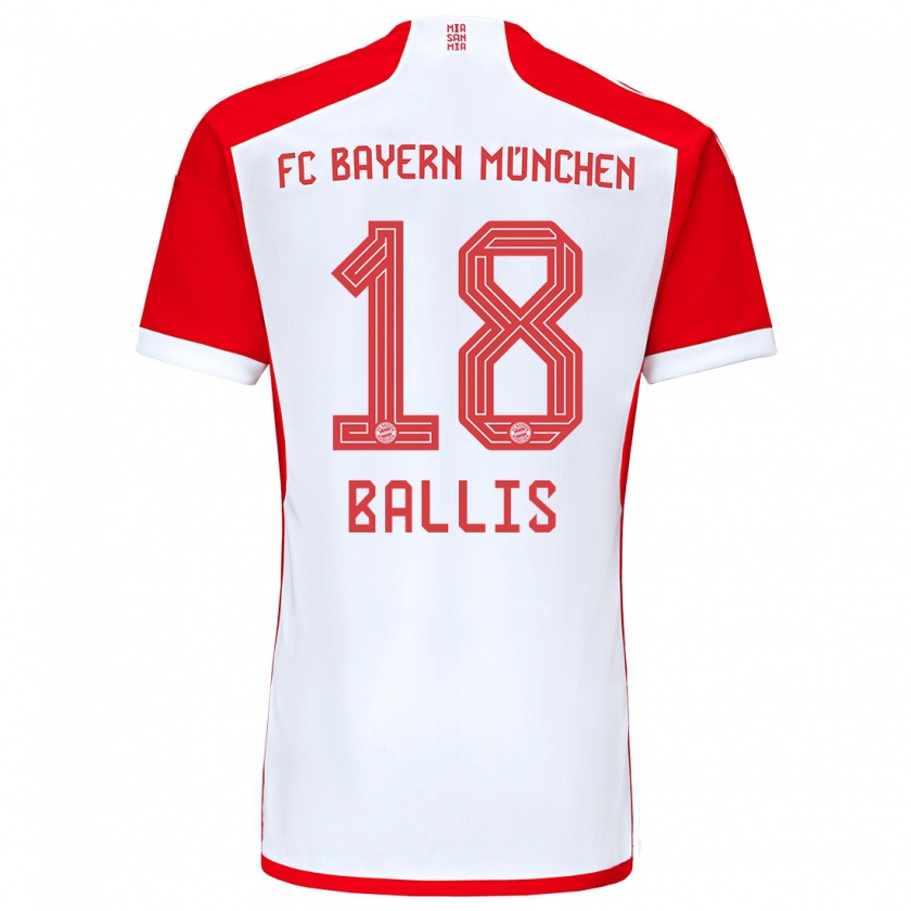 Kandiny Kinderen Benjamin Ballis #18 Rood Wit Thuisshirt Thuistenue 2023/24 T-Shirt België