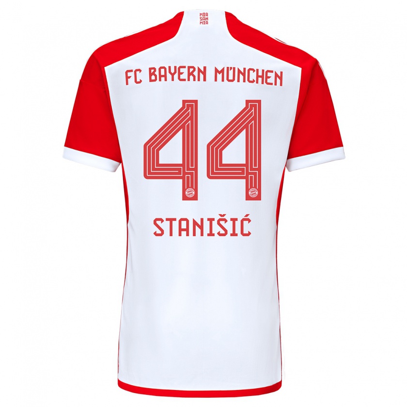 Kandiny Bambino Maglia Josip Stanisic #44 Rosso Bianco Kit Gara Home 2023/24 Maglietta