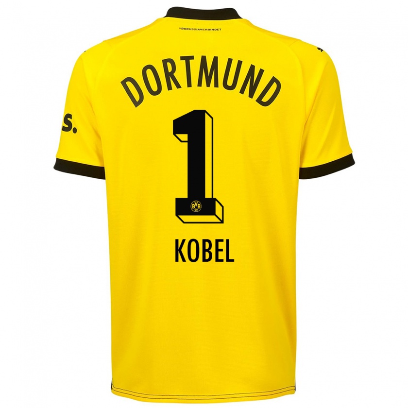 Kandiny Niño Camiseta Gregor Kobel #1 Amarillo 1ª Equipación 2023/24 La Camisa