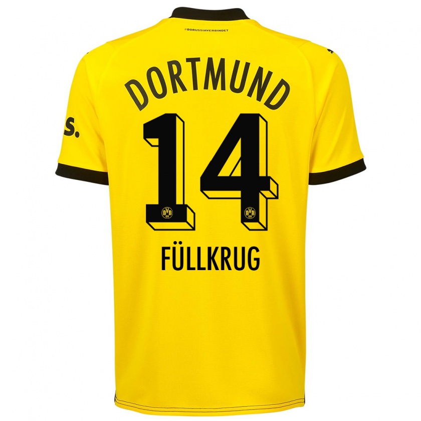 Kandiny Niño Camiseta Niclas Füllkrug #14 Amarillo 1ª Equipación 2023/24 La Camisa