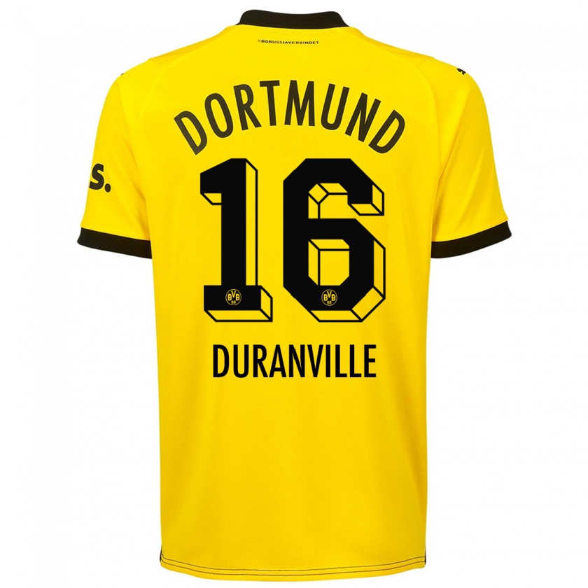 Kandiny Niño Camiseta Julien Duranville #16 Amarillo 1ª Equipación 2023/24 La Camisa