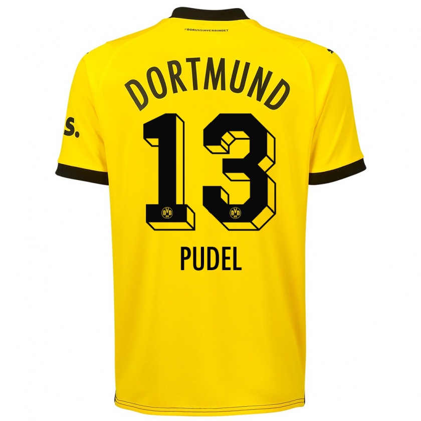 Kandiny Niño Camiseta Bjarne Pudel #13 Amarillo 1ª Equipación 2023/24 La Camisa