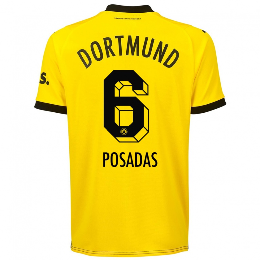 Kandiny Bambino Maglia Leonardo Posadas #6 Giallo Kit Gara Home 2023/24 Maglietta