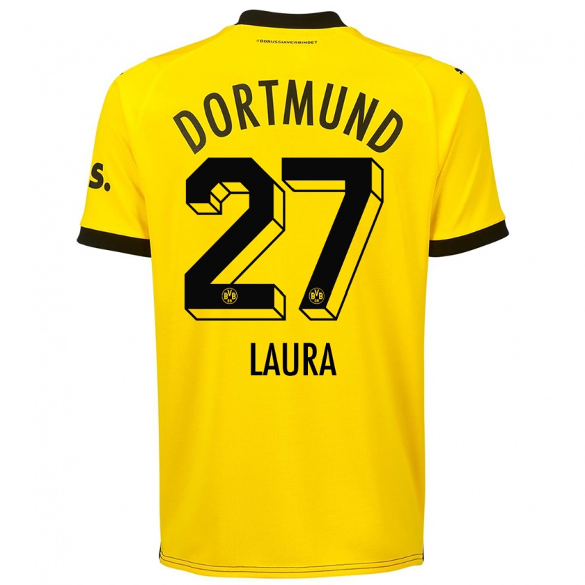 Kandiny Kinderen Van Der Heijden Laura #27 Geel Thuisshirt Thuistenue 2023/24 T-Shirt België