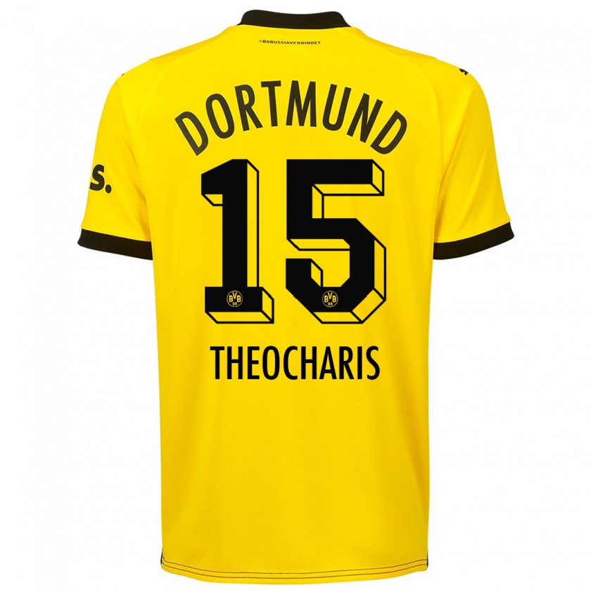 Kandiny Bambino Maglia Elefterios Theocharis #15 Giallo Kit Gara Home 2023/24 Maglietta