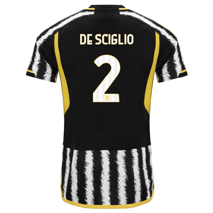 Kandiny Bambino Maglia Mattia De Sciglio #2 Nero Bianco Kit Gara Home 2023/24 Maglietta