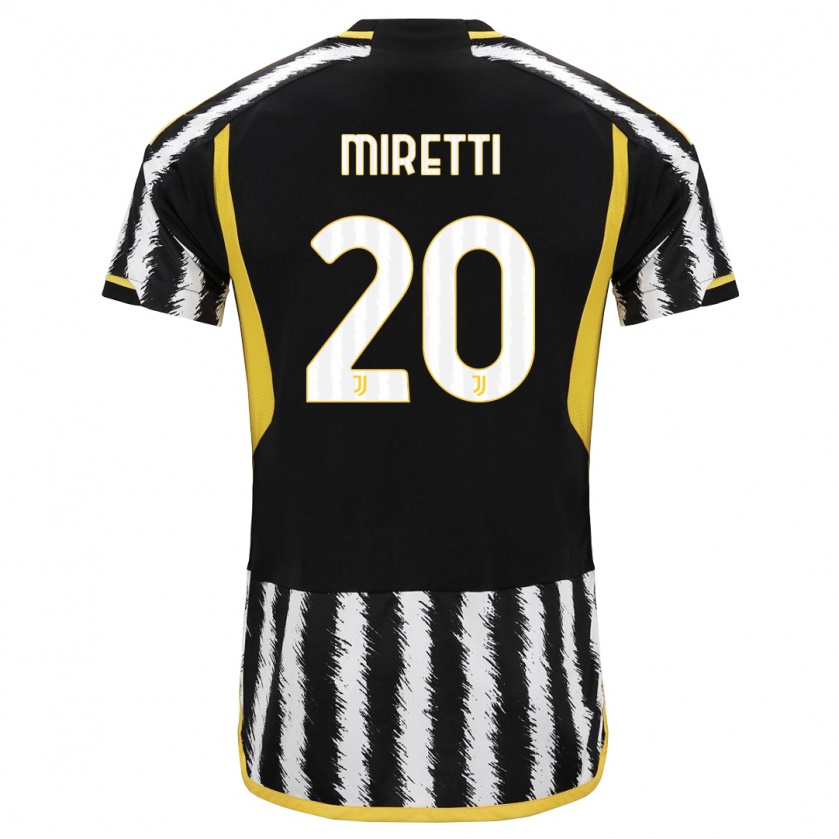 Kandiny Niño Camiseta Fabio Miretti #20 Blanco Negro 1ª Equipación 2023/24 La Camisa