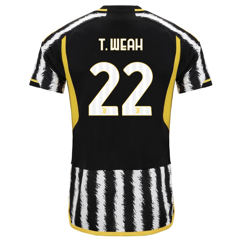 Kandiny Kinderen Timothy Weah #22 Zwart Wit Thuisshirt Thuistenue 2023/24 T-Shirt België