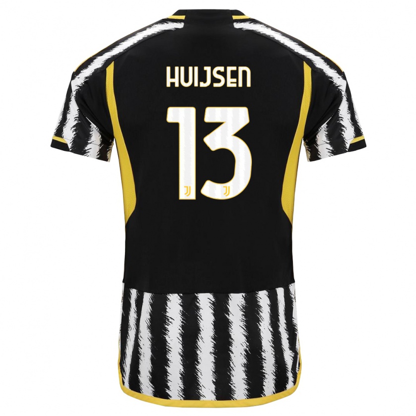 Kandiny Niño Camiseta Dean Huijsen #13 Blanco Negro 1ª Equipación 2023/24 La Camisa