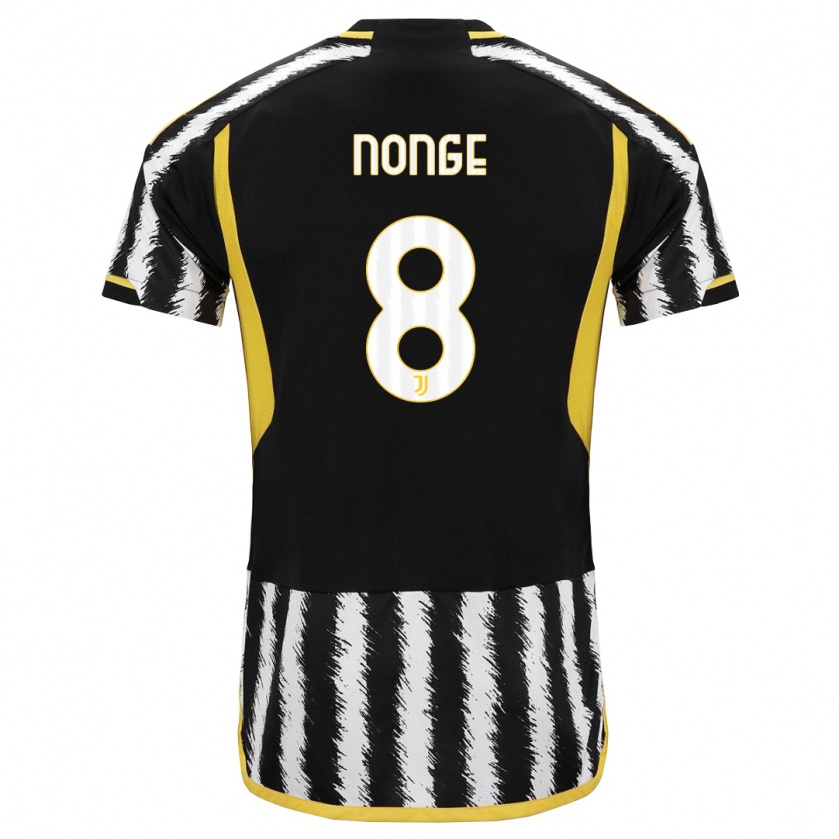 Kandiny Niño Camiseta Joseph Nonge #8 Blanco Negro 1ª Equipación 2023/24 La Camisa