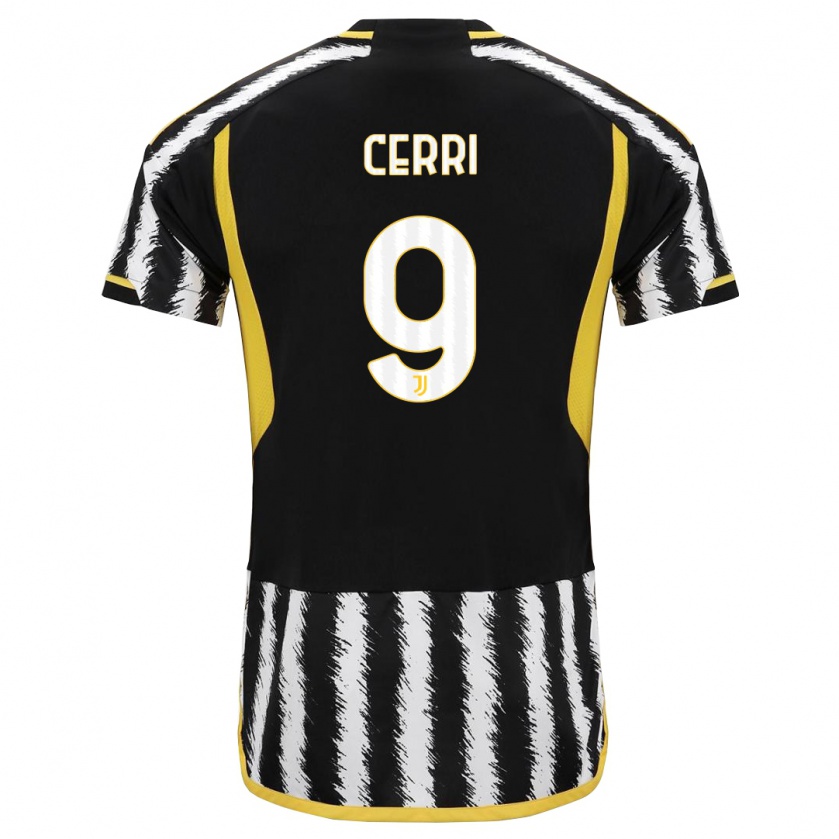 Kandiny Niño Camiseta Leonardo Cerri #9 Blanco Negro 1ª Equipación 2023/24 La Camisa