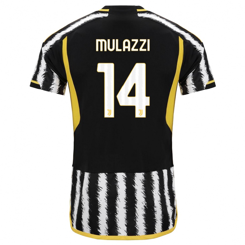 Kandiny Niño Camiseta Gabriele Mulazzi #14 Blanco Negro 1ª Equipación 2023/24 La Camisa