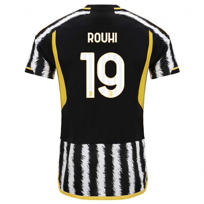 Kandiny Niño Camiseta Jonas Rouhi #19 Blanco Negro 1ª Equipación 2023/24 La Camisa