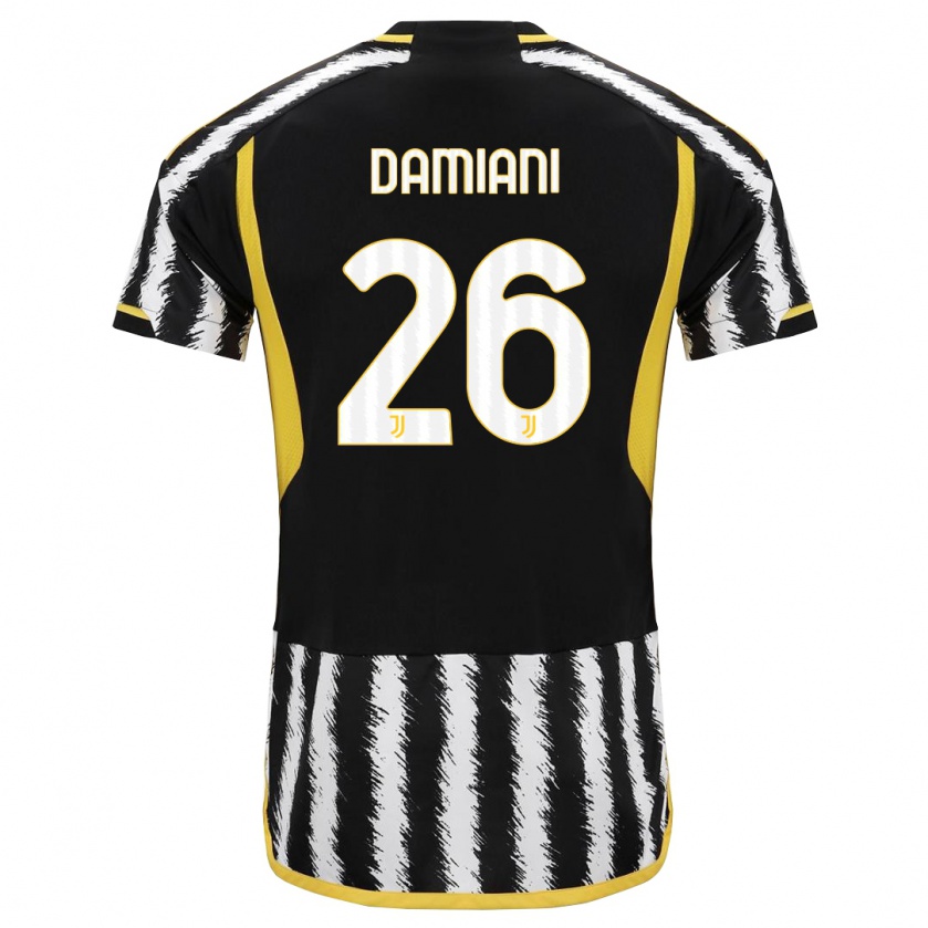 Kandiny Niño Camiseta Samuele Damiani #26 Blanco Negro 1ª Equipación 2023/24 La Camisa