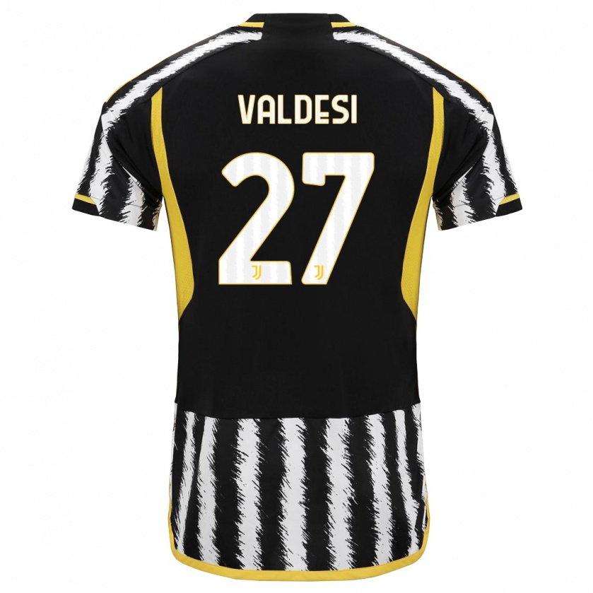 Kandiny Niño Camiseta Andrea Valdesi #27 Blanco Negro 1ª Equipación 2023/24 La Camisa