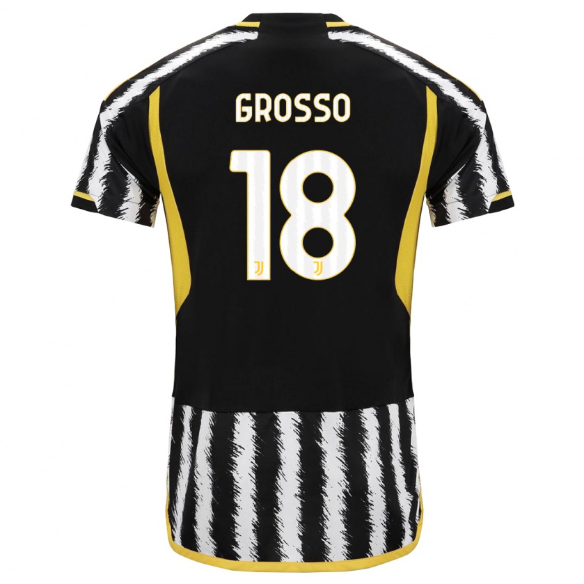 Kandiny Kinderen Filippo Grosso #18 Zwart Wit Thuisshirt Thuistenue 2023/24 T-Shirt België