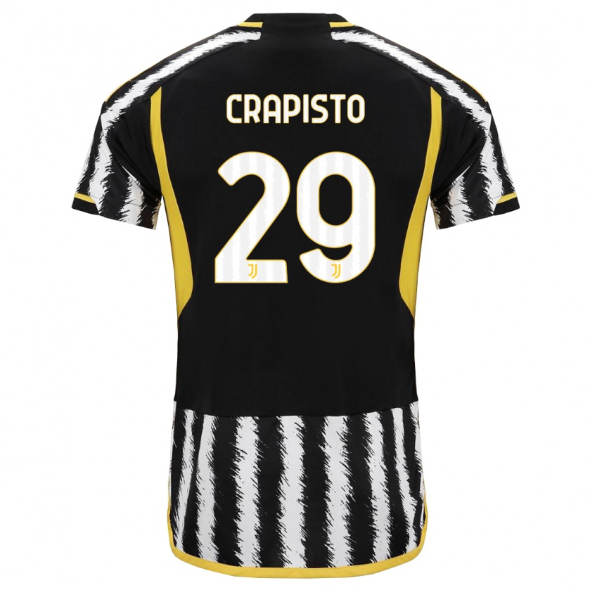 Kandiny Niño Camiseta Francesco Crapisto #29 Blanco Negro 1ª Equipación 2023/24 La Camisa