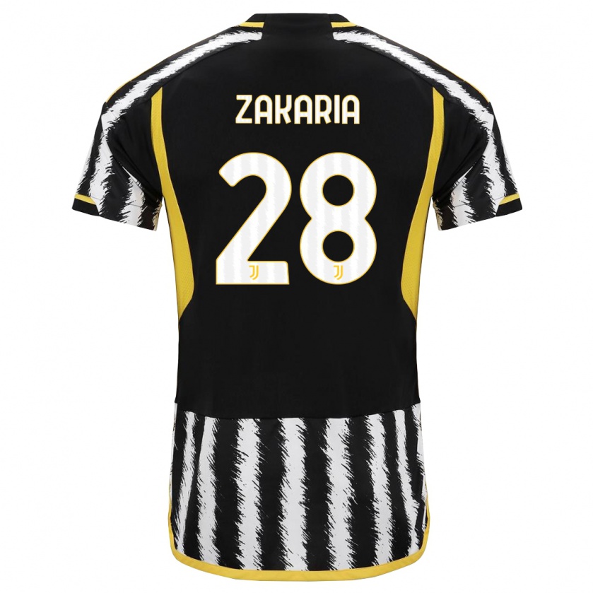 Kandiny Bambino Maglia Denis Zakaria #28 Nero Bianco Kit Gara Home 2023/24 Maglietta